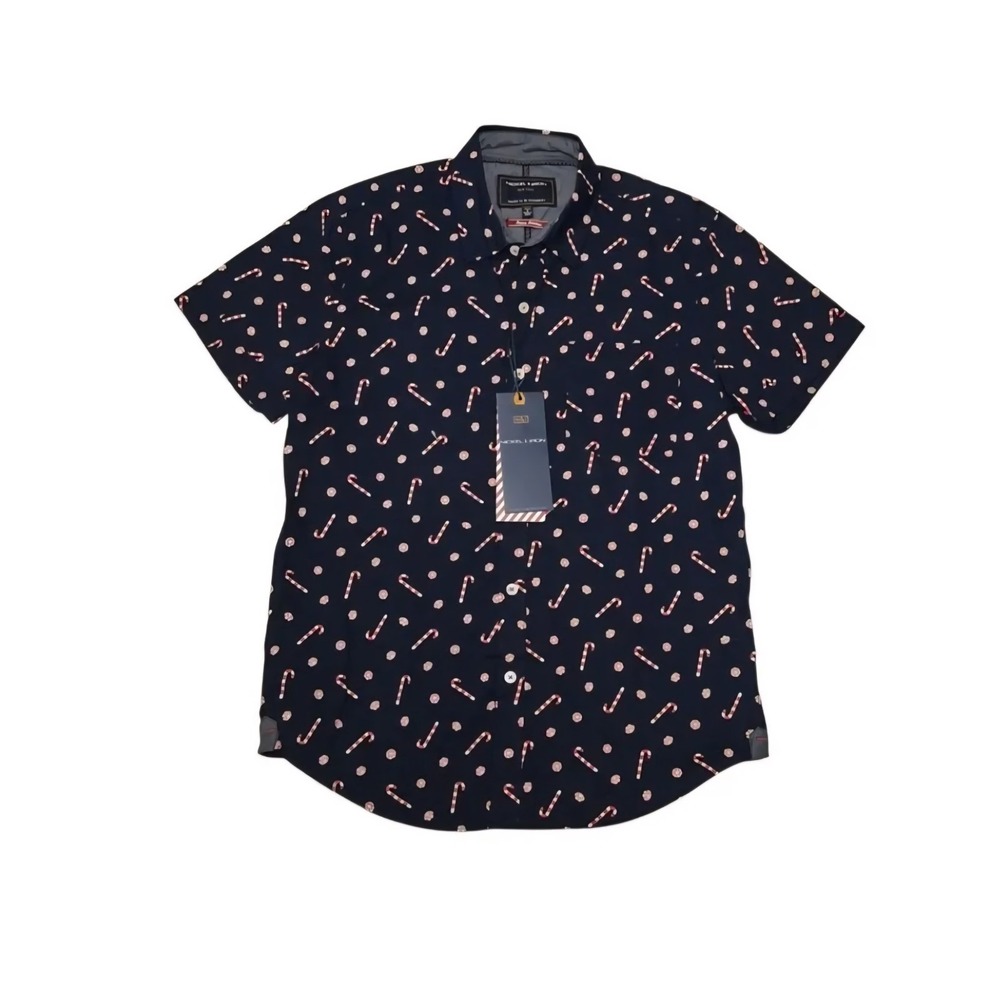 Nickel & Iron Men's Medium Shirt NEW WITH TAGS Peppermint Candy Cane Button Up